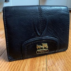 Coach Bifold Black Leather Petite Wallet - Black